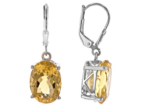 Yellow Citrine Rhodium Over Sterling Silver Earrings 9.00ctw