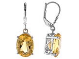 Yellow Citrine Rhodium Over Sterling Silver Earrings 9.00ctw