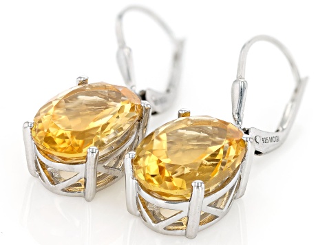 Yellow Citrine Rhodium Over Sterling Silver Earrings 9.00ctw