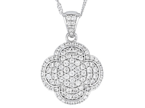 White Zircon Rhodium Over Sterling Silver Pendant with Chain 1.93ctw