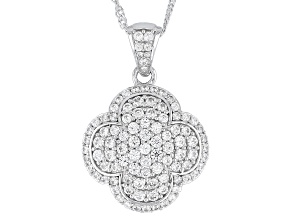 White Zircon Rhodium Over Sterling Silver Pendant with Chain 1.93ctw
