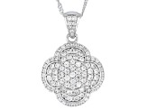 White Zircon Rhodium Over Sterling Silver Pendant with Chain 1.93ctw