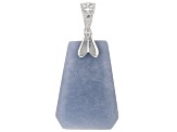 Blue Angelite Rhodium Over Sterling Silver Enhancer Pendant