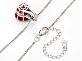 Red Lab Created Ruby Rhodium Over Sterling Silver Ferris Wheel Cut Pendant with Chain 8.58ctw