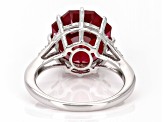 Lab Created Ruby Rhodium Over Sterling Silver Ferris Wheel Cut Ring 8.58ctw