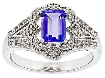 Picture of Blue Tanzanite Rhodium Over Sterling Silver Ring 1.03ctw