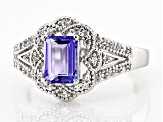 Blue Tanzanite Rhodium Over Sterling Silver Ring 1.03ctw