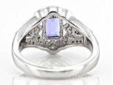 Blue Tanzanite Rhodium Over Sterling Silver Ring 1.03ctw