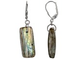 Gray Labradorite Rhodium Over Sterling Silver Earrings