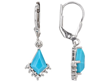 Picture of Blue Sleeping Beauty Turquoise Rhodium Over Sterling Silver Earrings 0.22ctw
