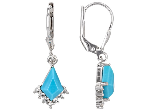 Blue Sleeping Beauty Turquoise Rhodium Over Sterling Silver Earrings 0.22ctw