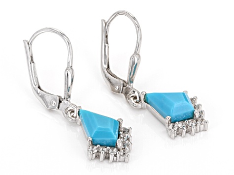 Blue Sleeping Beauty Turquoise Rhodium Over Sterling Silver Earrings 0.22ctw