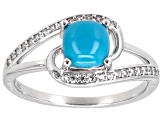 Blue Sleeping Beauty Turquoise Rhodium Over Sterling Silver Ring 0.14ctw