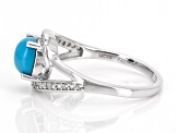 Blue Sleeping Beauty Turquoise Rhodium Over Sterling Silver Ring 0.14ctw
