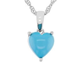 Blue Sleeping Beauty Turquoise Rhodium Over Sterling Silver Pendant with Chain