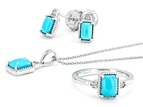 Blue Sleeping Beauty Turquoise Rhodium Over Sterling Silver Ring