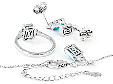 Blue Sleeping Beauty Turquoise Rhodium Over Sterling Silver Ring