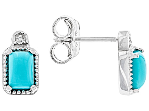 Blue Sleeping Beauty Turquoise Rhodium Over Sterling Silver Ring, Earrings, and Pendant Set