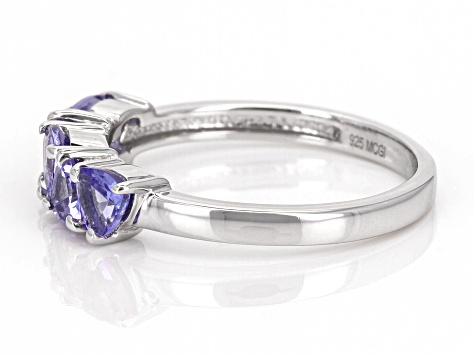 Tanzanite Rhodium Over Sterling Silver Ring 1.08ctw