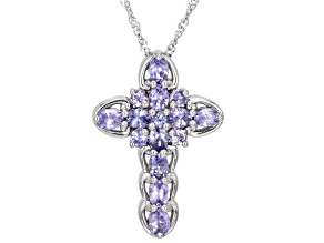 Blue Tanzanite Rhodium Over Sterling Silver Pendant with Chain 1.70ctw