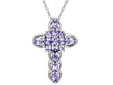 Blue Tanzanite Rhodium Over Sterling Silver Pendant with Chain 1.70ctw
