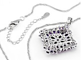 Purple African Amethyst Rhodium Over Sterling Silver Pendant with Chain 4.99ctw