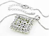 Green Peridot Rhodium Over Sterling Silver Pendant with Chain 5.90ctw