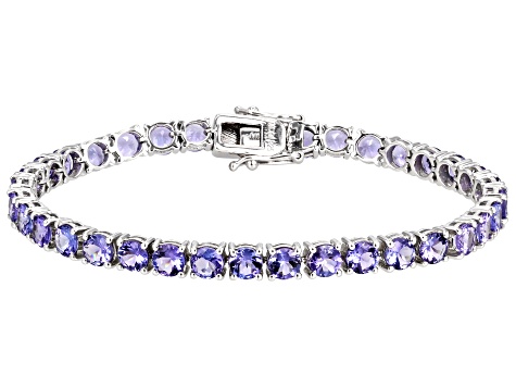 Blue Tanzanite Rhodium Over Sterling Silver Tennis Bracelet 14.50ctw