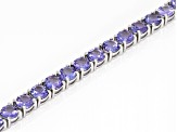 Blue Tanzanite Rhodium Over Sterling Silver Tennis Bracelet 14.50ctw