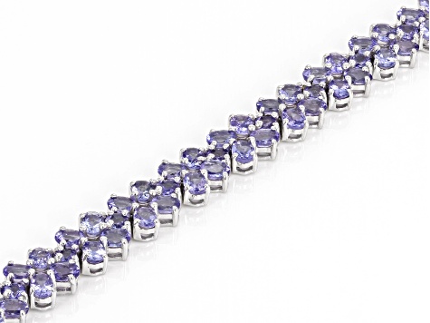 Blue Tanzanite Rhodium Over Sterling Silver Tennis Bracelet 13.68ctw