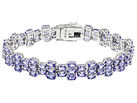 Blue Tanzanite Rhodium Over Sterling Silver Tennis Bracelet 17.00ctw