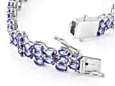 Blue Tanzanite Rhodium Over Sterling Silver Tennis Bracelet 17.00ctw