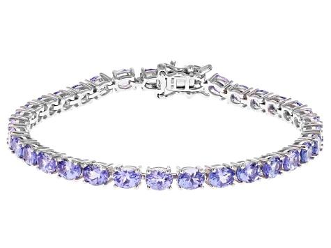 Blue Tanzanite Rhodium Over Sterling Silver Tennis Bracelet 10.71ctw