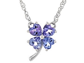 Blue Tanzanite Rhodium Over Sterling Silver Necklace 0.91ctw