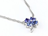 Blue Tanzanite Rhodium Over Sterling Silver Necklace 0.91ctw