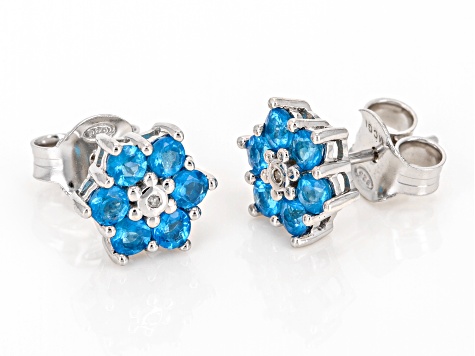 Blue Topaz & outlet Neon Apatite Cluster Earrings