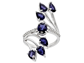 Blue Iolite Rhodium Over Sterling Silver Ring 2.44ctw