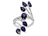 Blue Iolite Rhodium Over Sterling Silver Ring 2.44ctw