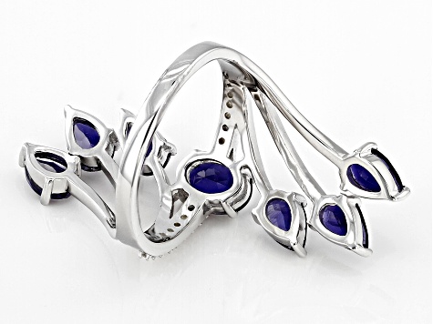 Blue Iolite Rhodium Over Sterling Silver Ring 2.44ctw