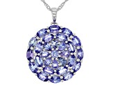 Blue Tanzanite Rhodium Over Sterling Silver Pendant with Chain 5.40ctw