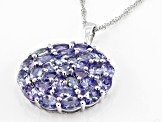 Blue Tanzanite Rhodium Over Sterling Silver Pendant with Chain 5.40ctw