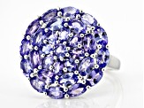 Blue Tanzanite Rhodium Over Sterling Silver Ring 5.40ctw