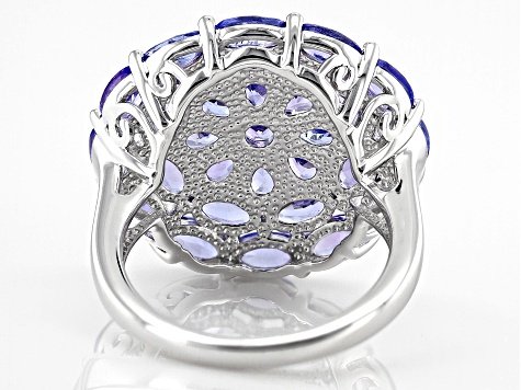Blue Tanzanite Rhodium Over Sterling Silver Ring 5.40ctw