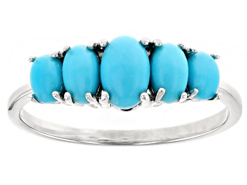 Picture of Sleeping Beauty Turquoise Rhodium Over Sterling Silver Ring