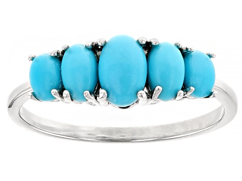 Sleeping Beauty Turquoise Rhodium Over Sterling Silver Ring