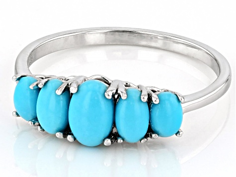 Sleeping Beauty Turquoise Rhodium Over Sterling Silver Ring