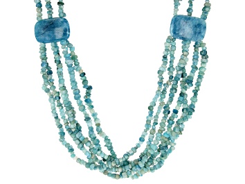 Picture of Quartzite with Aquamarine Rhodium Over Sterling Silver Beaded Necklace