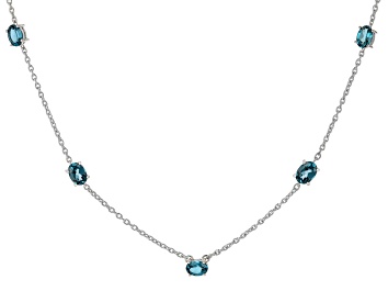 Picture of Teal Lab Created Spinel Rhodium Over Sterling Silver Necklace 8.50ctw