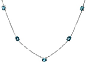 Teal Lab Created Spinel Rhodium Over Sterling Silver Necklace 8.50ctw