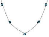 Teal Lab Created Spinel Rhodium Over Sterling Silver Necklace 8.50ctw